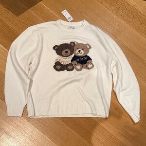 Hollister White Sweater with Bear Design